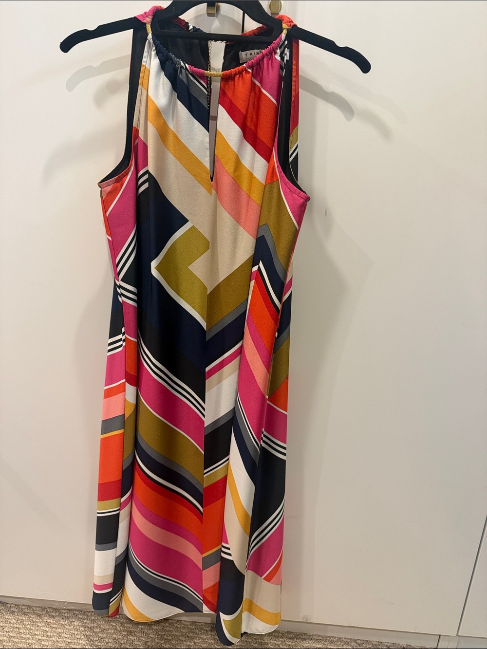 Sleeveless Multi-Color Chevron A-Line Dress
